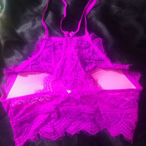 PINK Victoria Secret Fuchsia Lace Bralette - Picture 2 of 5